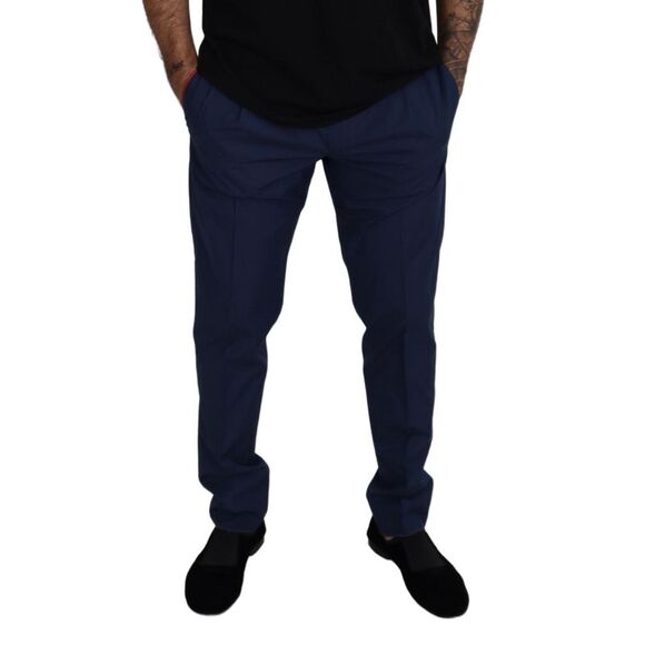 Dolce & Gabbana Blue Cotton Silk Trousers Chinos Men's Pants - Picture 3 of 6